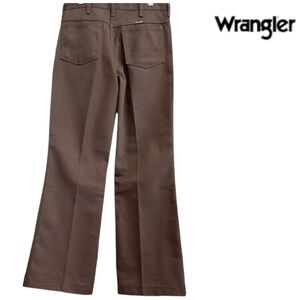 WRANGLER USA Rancher Pants Slacks Men 34x32 Brown Polyester Slacks 82BN Vintage